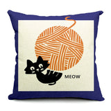 Cat Cartoon-Style Throw-Pillow Covers