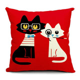 Cat Cartoon-Style Throw-Pillow Covers