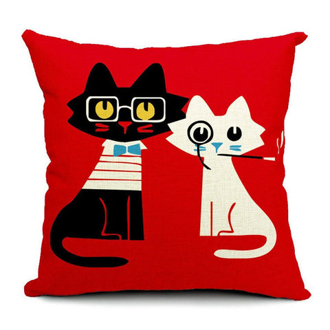 Cat Cartoon-Style Throw-Pillow Covers