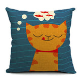Cat Cartoon-Style Throw-Pillow Covers