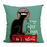 Cat Cartoon-Style Throw-Pillow Covers