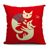 Cat Cartoon-Style Throw-Pillow Covers