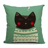 Cat Cartoon-Style Throw-Pillow Covers