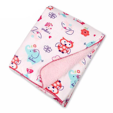 Light Pink Owl Fleece Swaddle Blanket