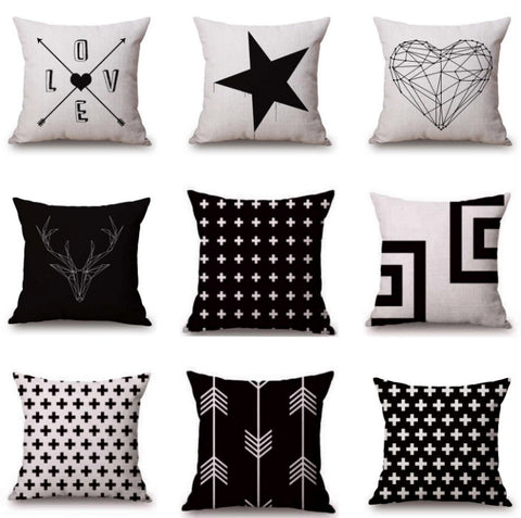 Black and White Patterned Pillow Covers