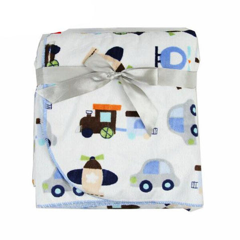 White Car Fleece Swaddle Blanket