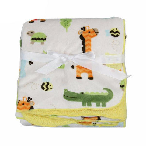 Yellow Zoo Fleece Swaddle Blanket
