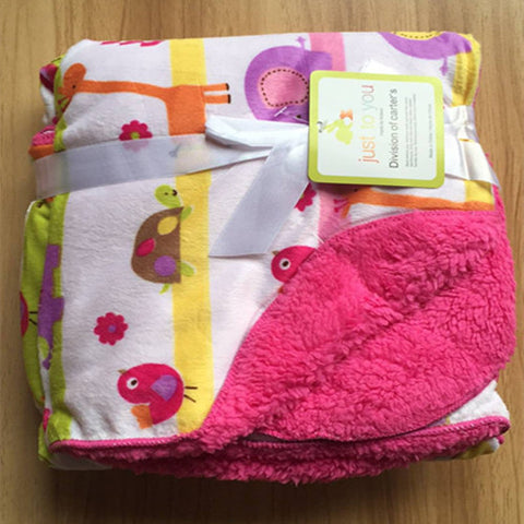 Pink Zoo Fleece Swaddle Blanket