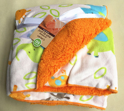 Orange Elephant Fleece Swaddle Blanket