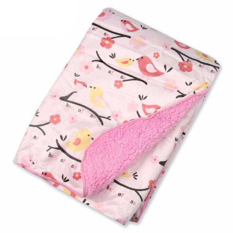 Pink Bird Fleece Swaddle Blanket