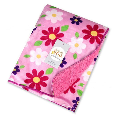Pink Flower Fleece Swaddle Blanket