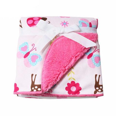 Pink Lady-Bird Fleece Swaddle Blanket
