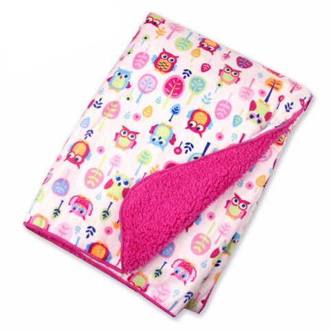 Pink Owl Fleece Swaddle Blanket