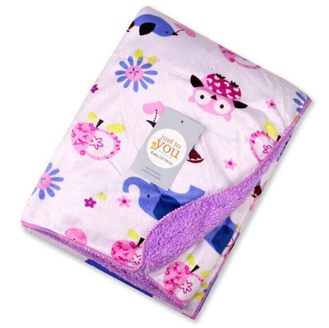 Purple Elephant Fleece Swaddle Blanket