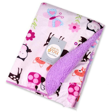 Purple Lady-Bird Fleece Swaddle Blanket
