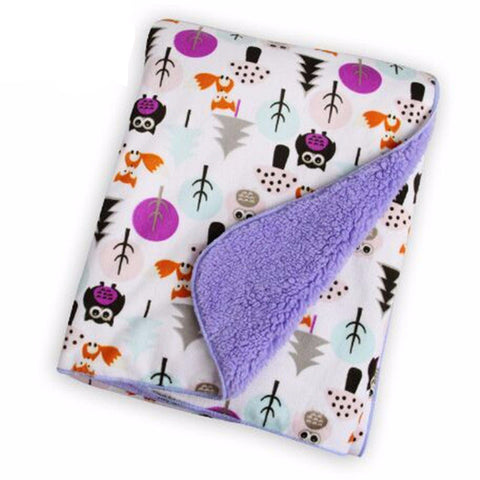 Purple Owl Fleece Swaddle Blanket