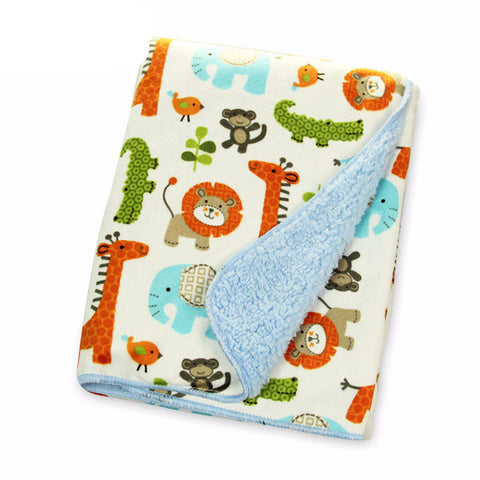 Sky Blue Zoo Fleece Swaddle Blanket